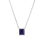 Silver Necklace with Tanzanite Colored CZ and Ruby